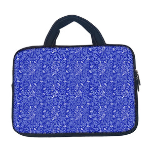 BLUE FLORA CHAIN POUCH LAPTOP SLEEVE COVER CASE