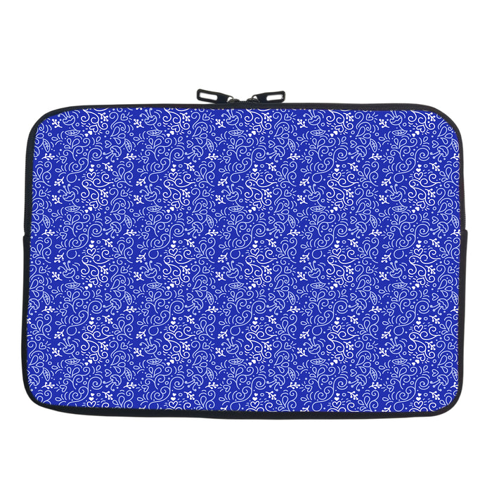 BLUE FLORA CHAIN POUCH LAPTOP SLEEVE COVER CASE