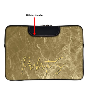 Golden marble | DFY Laptop Sleeve with Concealable Handles fits Up to 15.6" Laptop / MacBook 16 inches