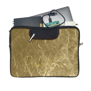 Golden marble | DFY Laptop Sleeve with Concealable Handles fits Up to 15.6" Laptop / MacBook 16 inches