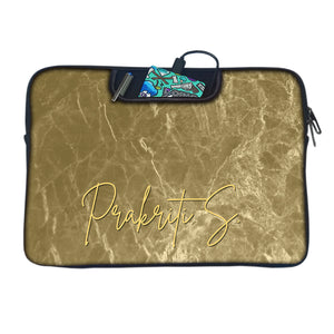 Golden marble | DFY Laptop Sleeve with Concealable Handles fits Up to 15.6" Laptop / MacBook 16 inches