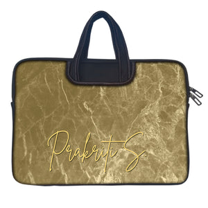 Golden marble | DFY Laptop Sleeve with Concealable Handles fits Up to 15.6" Laptop / MacBook 16 inches