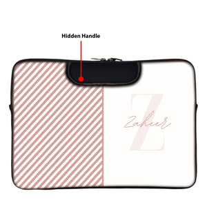 Pale Pink Strocks | DFY Laptop Sleeve with Concealable Handles fits Up to 15.6" Laptop / MacBook 16 inches