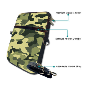 GREEN CAMO CROSS BODY SLING BAG